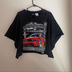 Distressed Ford Mustang cropped graphic tee